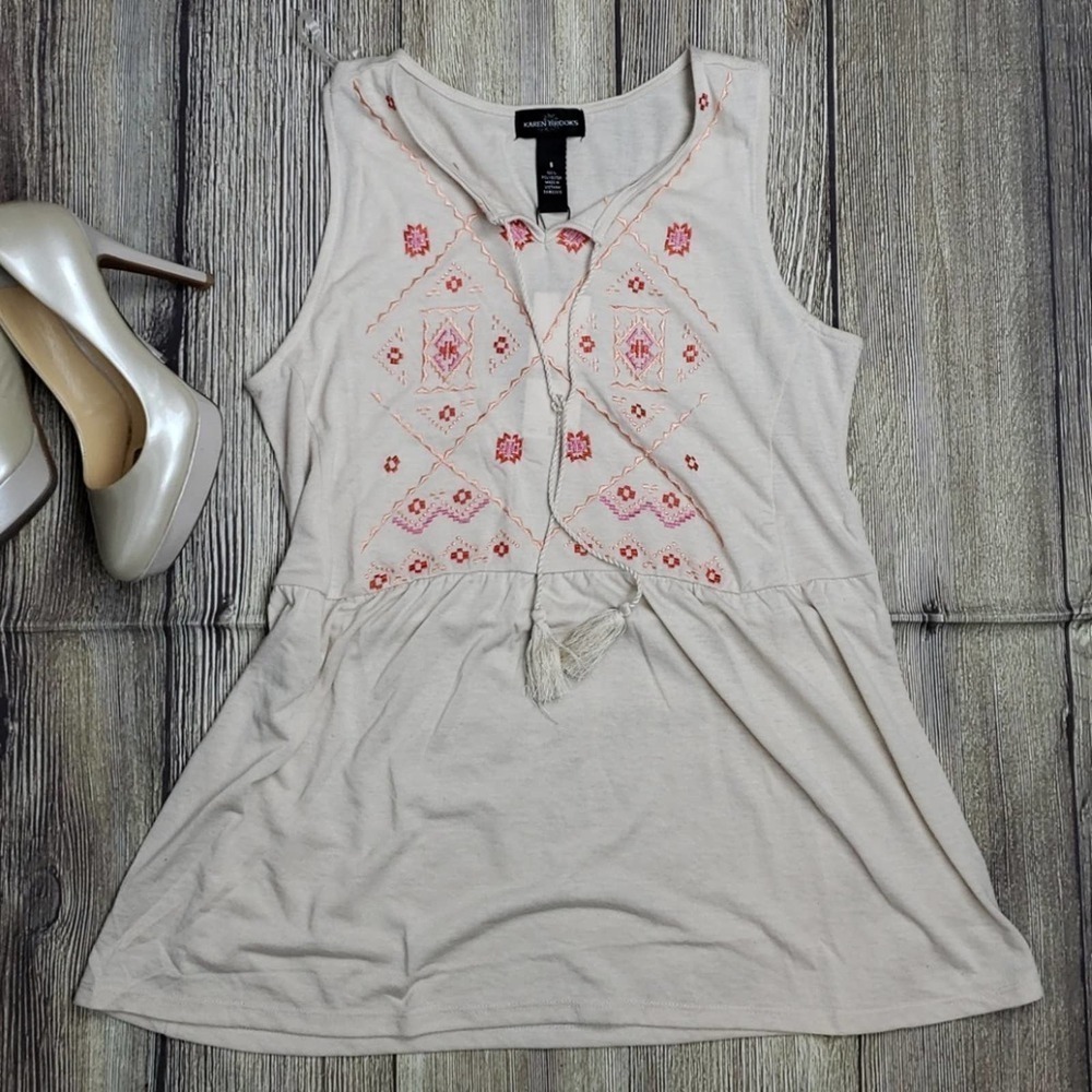 Karen Brooks Sleeveless Top Sz S Cream